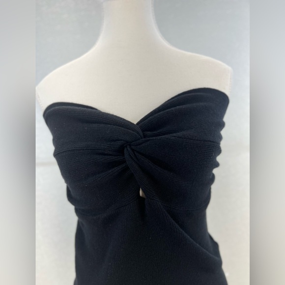 Tube Tops Going Out Cut Out Twist Knot Front Bandeau Ribbed Knit Y2K Strapless L - Picture 7 of 16